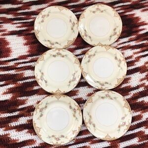 Eggshell Nautilus E45N5 Six 6 Dessert Plates China Victorian Bridal Floral USA